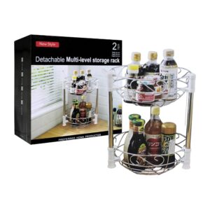 Estante organizador de almacenamiento metálico para alimentos de 2 niveles / 28.5x28.5x34.5cm / multi-level storage rack / hp92-061