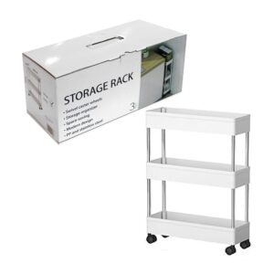 Estante organizador para cocina storage rack de 3 niveles con rueditas, 40x13x64cm / hp95-858kb