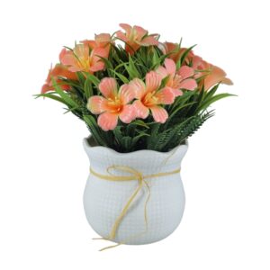 Maceta decorativa con flores artificiales de 5 pétalos / p078