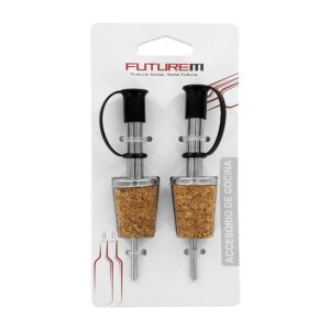 Par de tapones para botellas en forma de corcho con filtro para salida de líquido / ze-1403