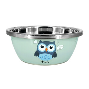 1pza Tazón bowl de acero inoxidable de 24x10cm y estampado de buho / night owl / 13024