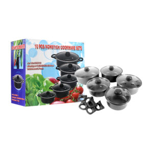 Juego de 5 ollas antiadherentes de diversos tamaños con tapadera de vidrio / nonstick cookware sets