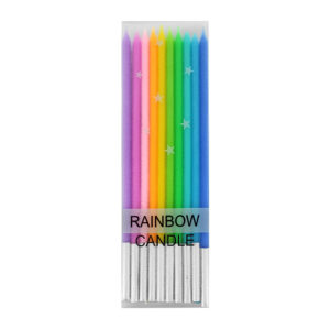 Paquete con 10 velas 15cm de colores para pastel / rainbow candle