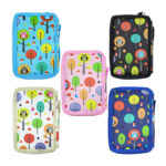 Estuche multifuncional para lápices con 2 compartimentos y estampado de búhos y árboles, variedad de colores