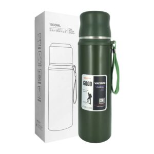 Termo liso de acero inoxidable hervidor con correa y capacidad de 1000 ml, variedad de colores / vacuum thermos cup