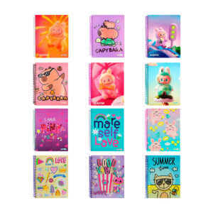 Cuaderno profesional sparkle de 100 hojas, espiral de plástico y estampado para niña, 21x27cm, variedad de diseños / 326545 / cdpr90p2-p
