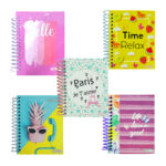 Libreta pocket sparkle de 100 hojas, semirrígida, espiral de plástico, 10.5x14cm, variedad de diseños / 629787 / spppd100-000127