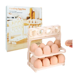 Organizador de huevos, plegable, de plástico, con 3 niveles para capacidad de 24 huevos / folding egg box