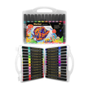 Estuche tipo maletín transparente con 24 marcadores plumones lavables, de colores / marker / td8299-24