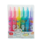 Paquete 6 marcatextos de colores fluorescentes con estampado de vaca animado, variedad de colores / h809
