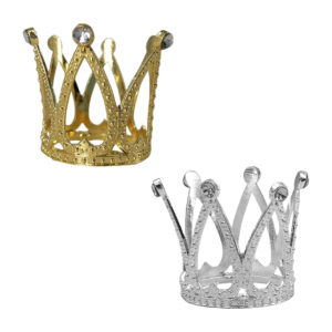 1pza Mini corona metálica de 6 picos con pedrería en las puntas, 3x3.5cm para decoración multiusos / crn-025 / bo-467