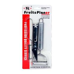 Blíster de 3 peladores y cortadores de acero inoxidable para alimentos / fruits planer / g018