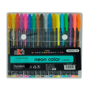 Paquete de 18 plumas neón con punta de 1mm, variedad de colores / hg6107-18