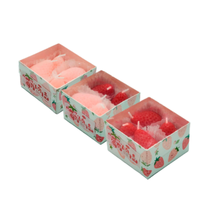 Caja con 4 velas de cera aromática en forma de fresas, variedad de colores / mei you fan nao