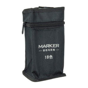 Estuche negro tipo bolsa con 18 plumones marcadores doble punta, de colores / marker / mkb2912