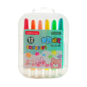 Estuche maletín de 12 crayolas crayones retráctil, variedad de colores / weibo / wb-56010-12
