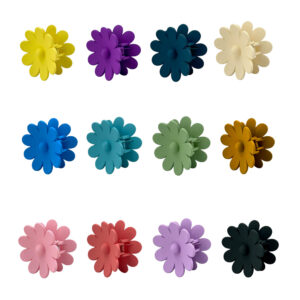 1pza Pinza de plástico para cabello con diseño flor de 9 pétalos en mate, variedad de colores / y-10-30