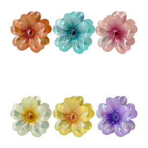 1pza Pinza de plástico para cabello en forma de flor con efecto tornasol, variedad de colores / y-10-73