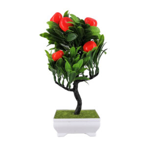 Maceta decorativa con pasto y árbol de naranjas artificial, 25.5cm / hl-yh23321
