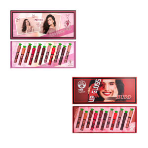 Caja con 11 labiales líquidos en efecto matte y tapa con diseño de planta, variedad de tonos / lip gloss hudd / cute note / a004 / a-004