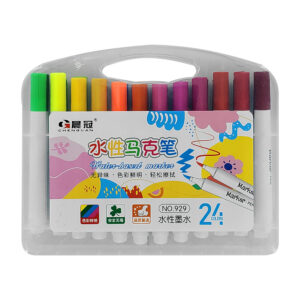 Estuche transparente con 24 plumones marcadores de colores / marker pen / 929