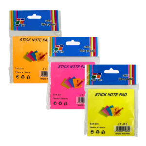 Post-it / 50 notas adhesivas de color fluorescente, 76mmx76mm, variedad de colores / stick note pad / jt-b3