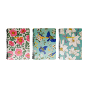 Cuaderno de raya retro art con doble espiral metálico y estampados florales 18x25cm / the garden secret / b178