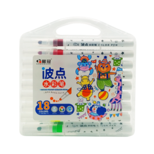 Estuche transparente con 18 plumones marcadores de punta redonda, variedad de colores / chenguan