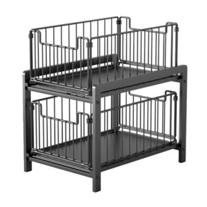 Estante metálico de almacenamiento deslizable con 2 niveles, 37.5x28.5x9cm / cf118