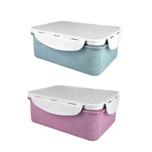 Tupper rectangular de plástico con 2 compartimentos y cubiertos, variedad de colores / 6156