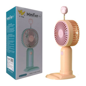 Ventilador de mano recargable con decoración de huella gato y base, variedad de colores / fy044
