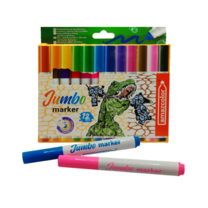 Paquete 12 marcadores plumones jumbo lavables, variedad de colores / amazcolor