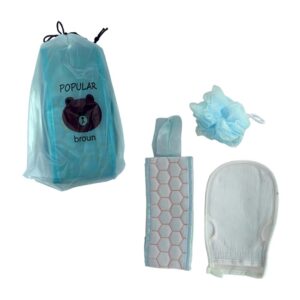 Kit 3 en 1 de baño con esponja, guante exfoliante y estropajo para el cuerpo, variedad de colores / popular broun