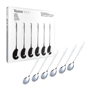 Paquete de 6 cucharas de mango largo y de acero inoxidable / nuova set 6 / lu8144