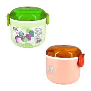 Tupper redondo de plástico + mini recipiente multifuncional con cubierto, variedad de colores / spaceman / xc-582