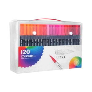 Estuche con 120 marcadores plumones doble punta de colores / 120 colours pen / 001-120