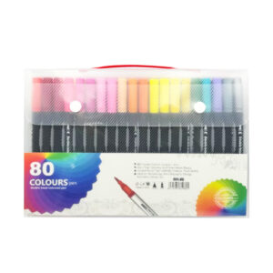 Estuche con 80 marcadores plumones doble punta de colores / 80 colours pen / 001-80
