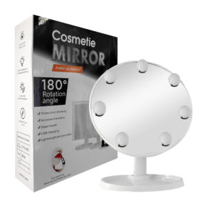 Espejo redondo touch con ángulo de rotación 180 grados, luz led y 7 mini focos + base / jx542b / cosmetie mirror / el-377