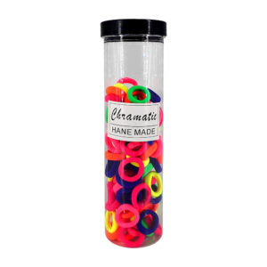 Tubo con mini ligas donas de colores fluorescentes para el cabello / chramatic / hane made / ay-93