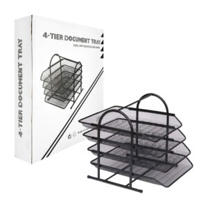 Archivero organizador metálico de acero inoxidable con 4 niveles para documentos / 4 - tier document tray / wjl4