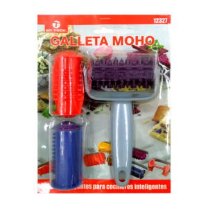 Rodillo de plástico, cortador de masa de galletas + 2 cabezales intercambiables / galleta moho / 12327