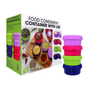 Paquete con 8 mini tuppers para almacenar condimentos, 80ml, 7.2x7.2x3.5cm, variedad de colores / 16752