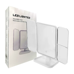 Espejo de maquillaje plegable tríptico con diferentes aumentos, luz led y base, 250x193x2mm / led lighted / 17266