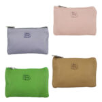 Monedero doble de piel sintética con placa lb, variedad de colores / lola-5070