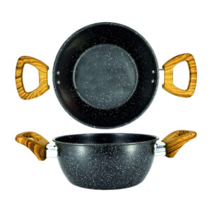 1pza Olla antiadherente de 19cm con 2 asas y revestimiento de mármol / stone / hotchef