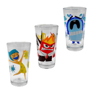 1pza vaso transparente redondo de vidrio con capacidad de 480ml y estampado de personajes de intensamente 2, variedad de modelos / h4-vrt14