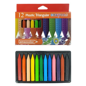 Caja con 12 crayolas crayones en forma triangular, variedad de colores / amazcolor