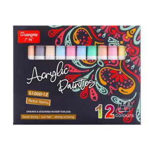 Caja de 12 marcadores acrílicos con punta 3mm, variedad de colores / s1000-12