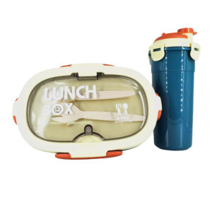 Set tupper de plástico con 3 compartimentos + botella de 500ml y cubiertos, variedad de colores / cup wondeful
