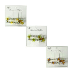1pza Blíster de broche pasador metálico rectangular con perlas y flores de acrílico en color pastel, variedad de colores / xinnina shipin